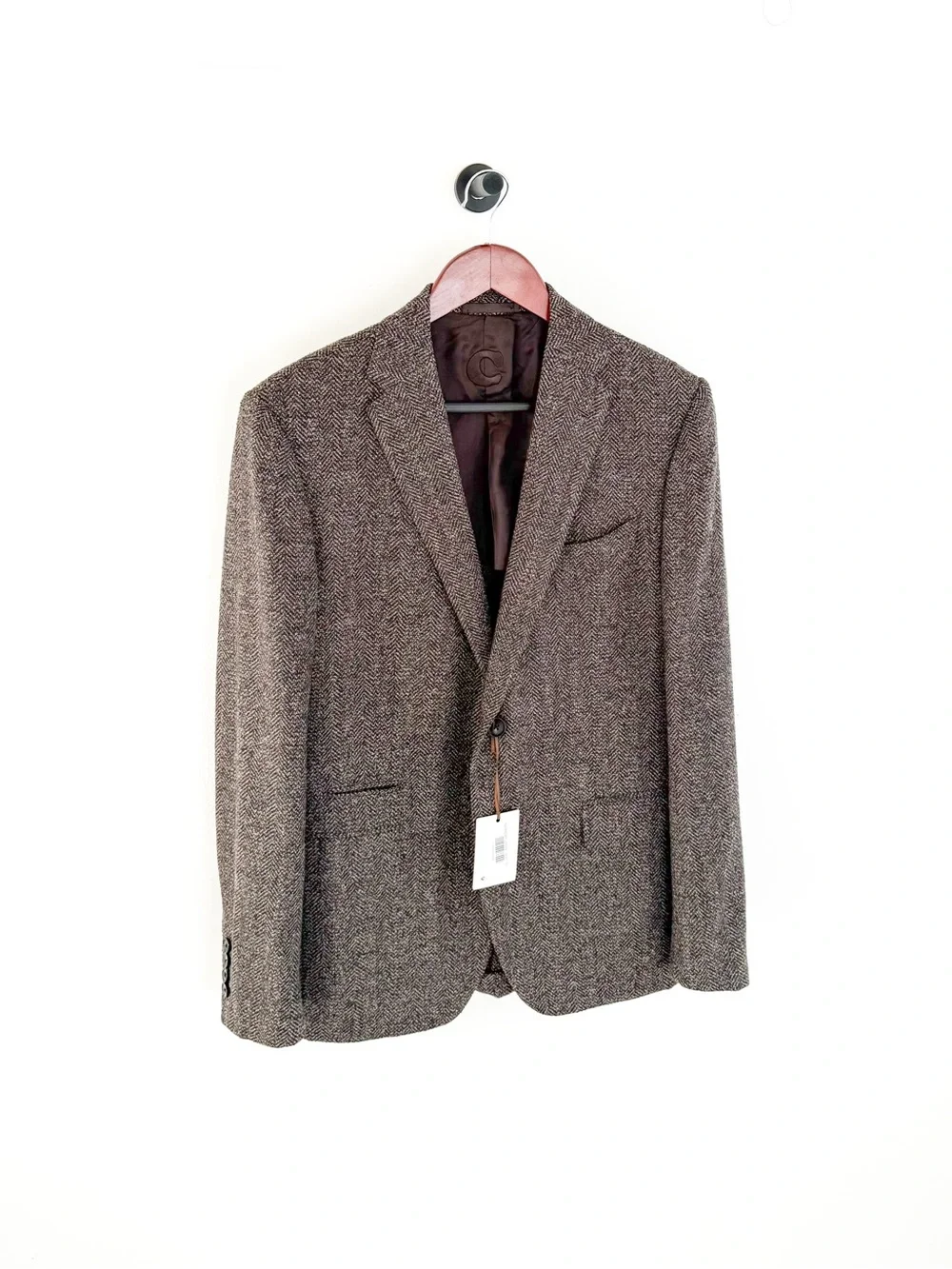NWT NEW Caruso Tweed Brown Herringbone Wool Silk Blazer Classic Sport Coat 40R